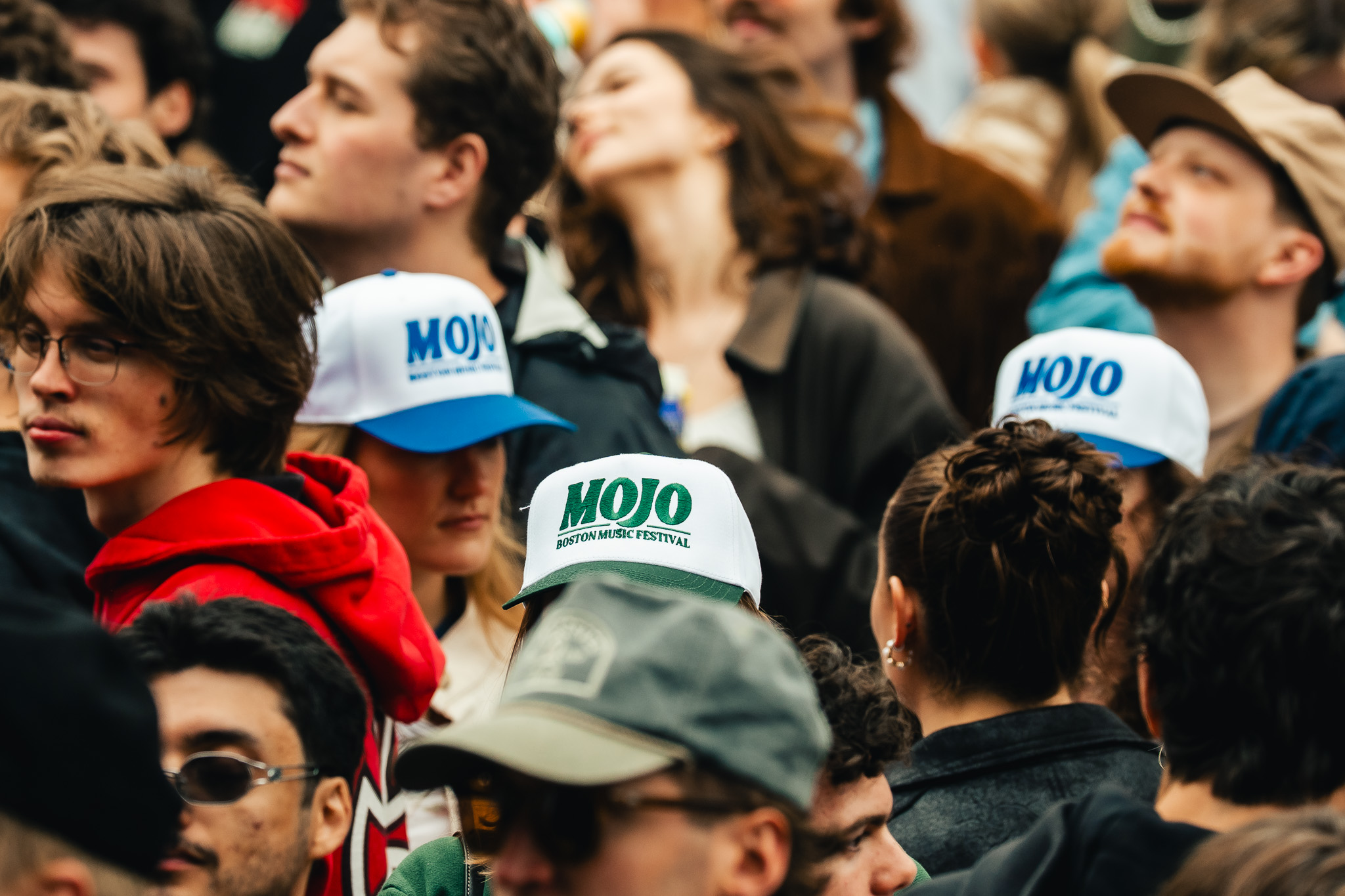 MOJO hats worn in the Boston festival crowd