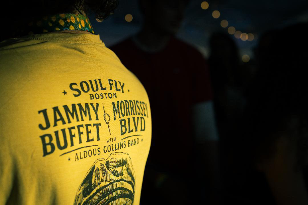 Yellow Soul Fly Boston shirt with printed concert artwork