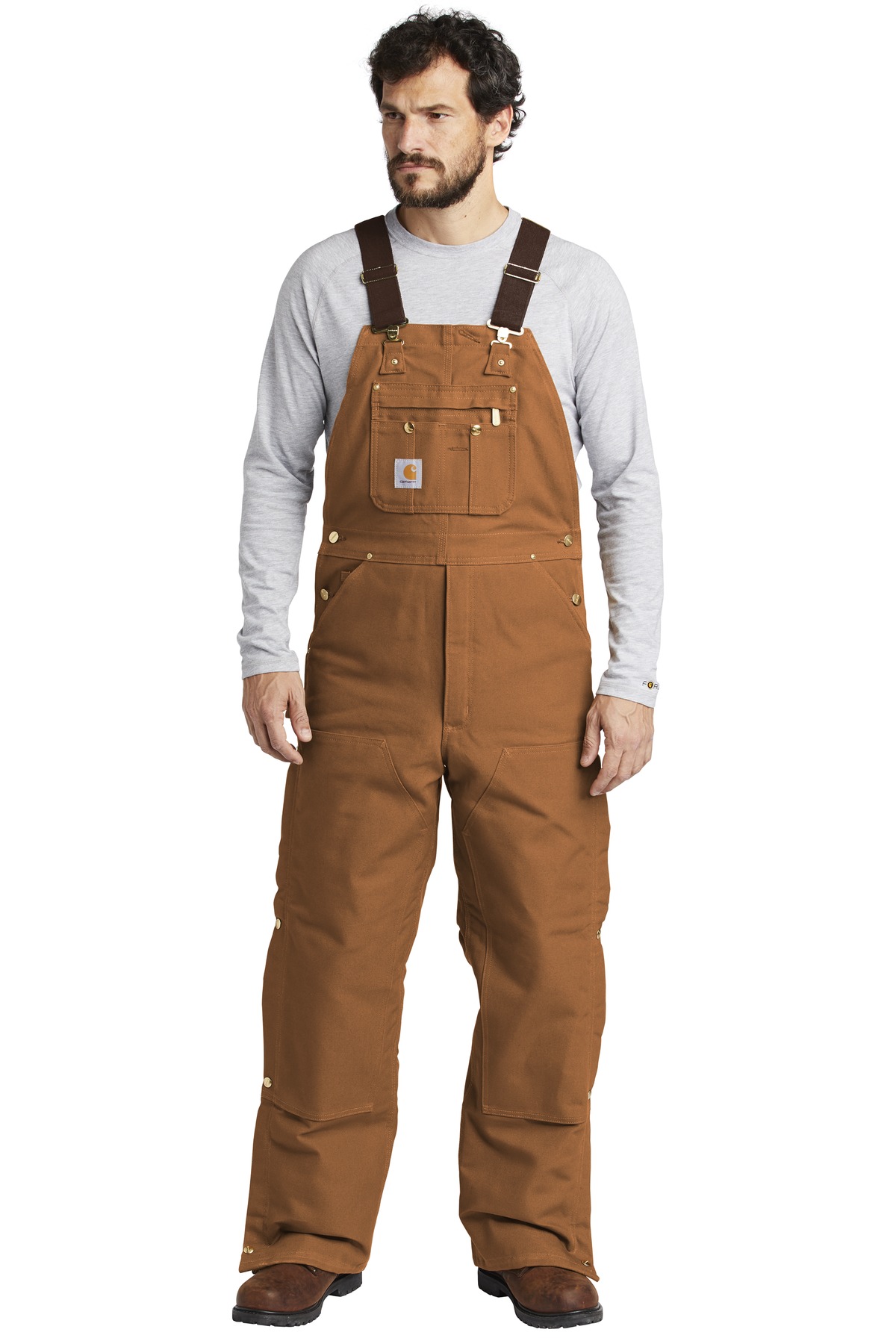 DISCONTINUED Carhartt ® Duck Quilt-Lined Zip-To-Thigh Bib Overalls.